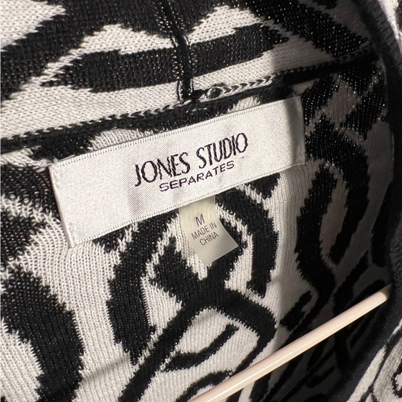Jones Studio black And White Print Open Cardigan size medium - Picture 4 of 4